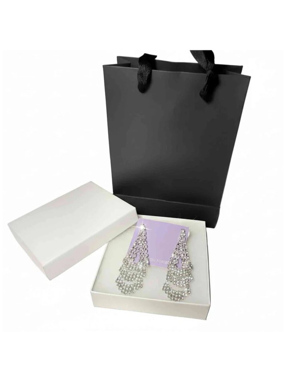 Silver Rhinestone Chandelier Earrings | Wedding & Gala Statement Jewelry